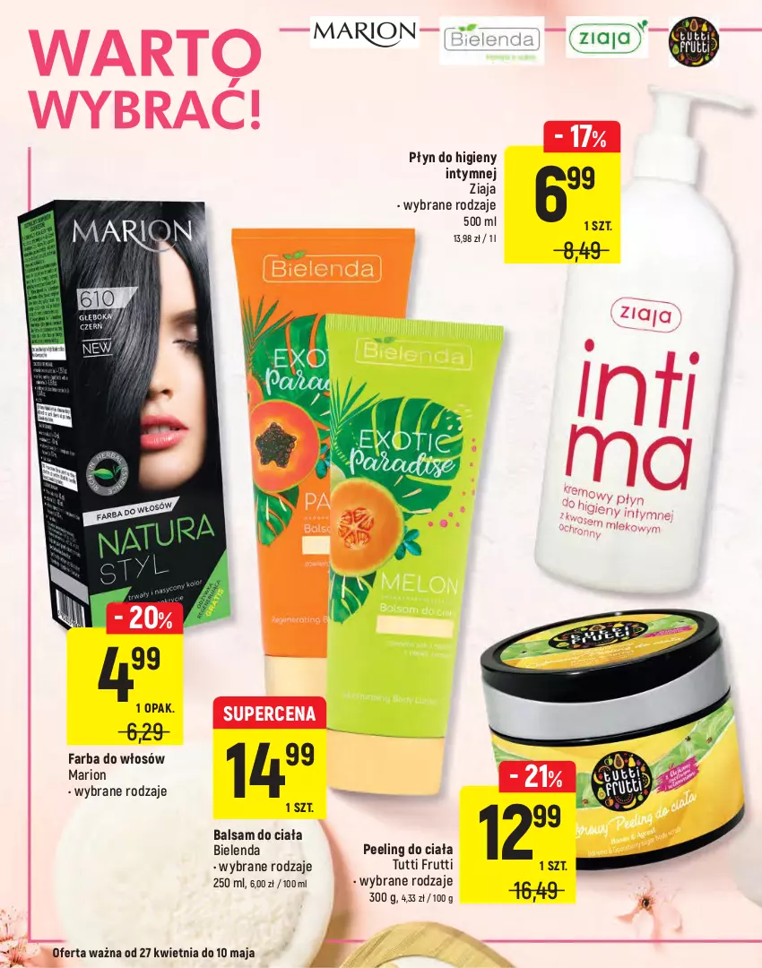 Gazetka promocyjna Intermarche - Warto wybrać - ważna 27.04 do 10.05.2021 - strona 20 - produkty: Balsam do ciała, Bielenda, Fa, Farba do włosów, Peeling, Płyn do higieny intymnej, Viscoplast, Woda, Woda po goleniu, Ziaja