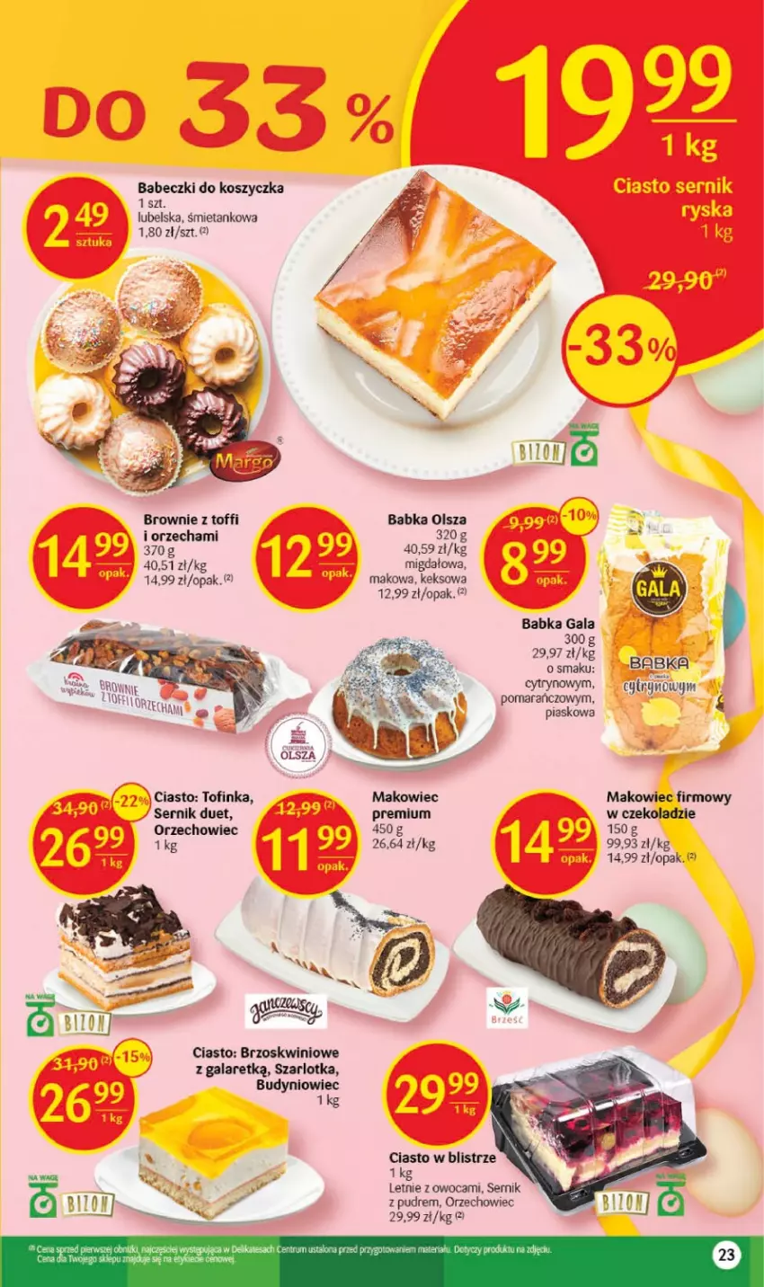 Gazetka promocyjna Delikatesy Centrum - Gazetka DC13 - ważna 30.03 do 08.04.2023 - strona 23 - produkty: Babeczki, Babka, Brownie, Ciasto sernik, Gala, Inka, Kosz, Makowiec, Rum, Ser, Szarlotka