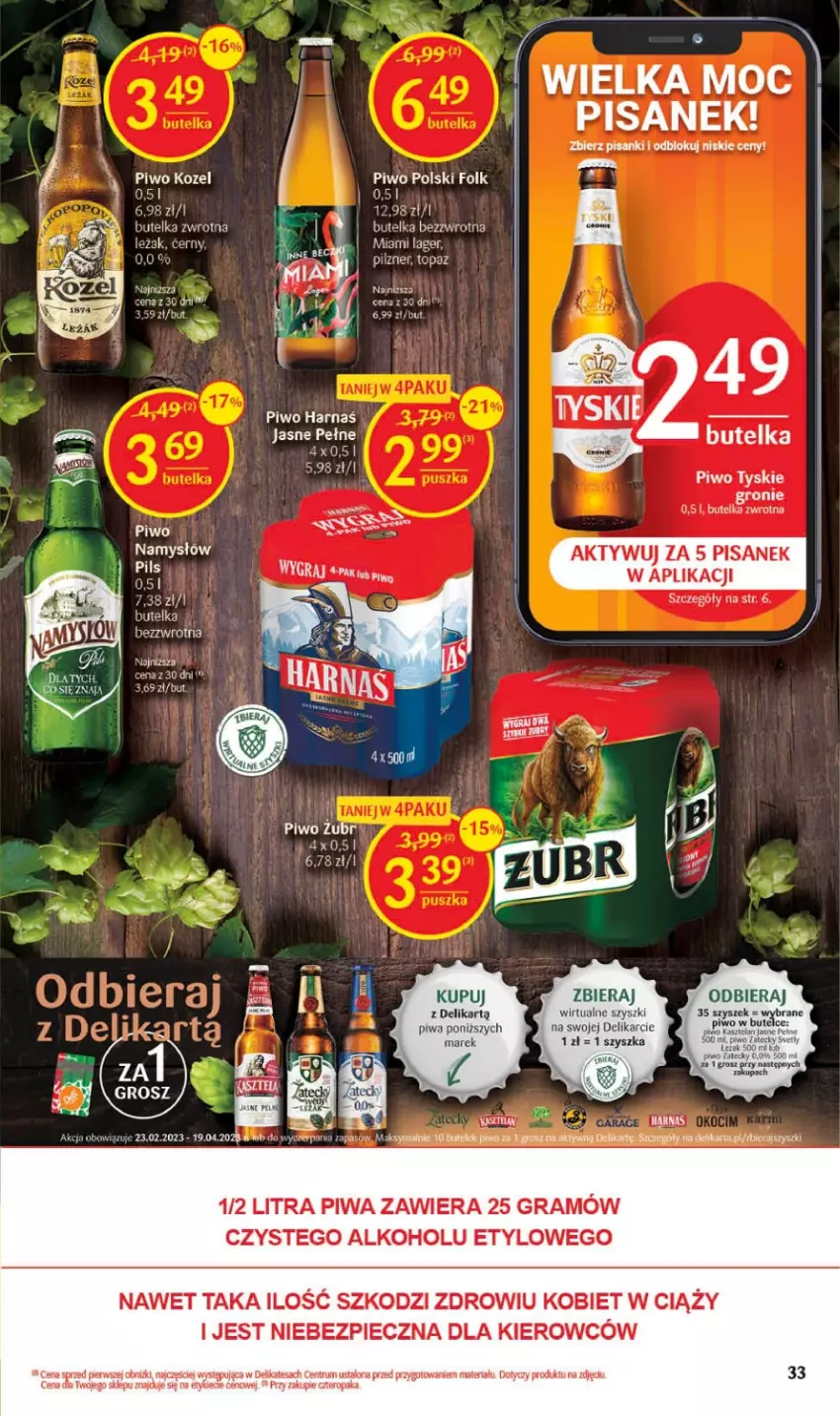 Gazetka promocyjna Delikatesy Centrum - Gazetka DC13 - ważna 30.03 do 08.04.2023 - strona 33 - produkty: Gra, Harnaś, Kozel, Piec, Piwa, Piwo, Rum, Sanki, Top, Tyskie