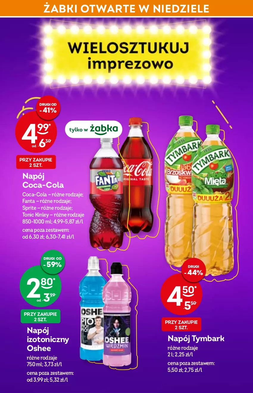 Gazetka promocyjna Żabka - ważna 16.02 do 22.02.2022 - strona 14 - produkty: Coca-Cola, Fa, Fanta, Napój, Napój izotoniczny, Oshee, Sprite, Tymbark