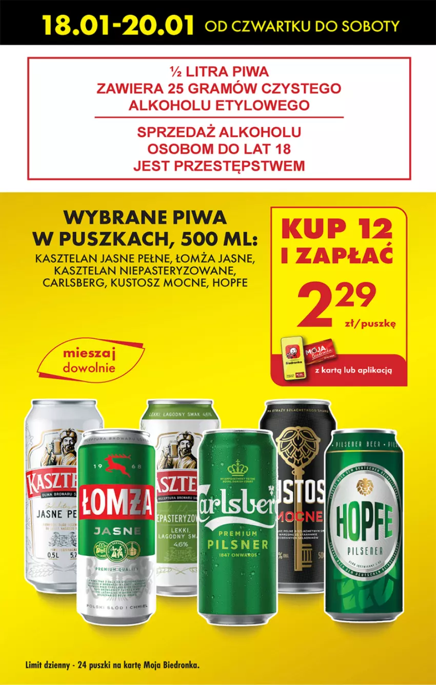 Gazetka promocyjna Biedronka - Od czwartku - ważna 18.01 do 24.01.2024 - strona 15 - produkty: Carlsberg, Dron, Hopfe, Kasztelan, Piwa