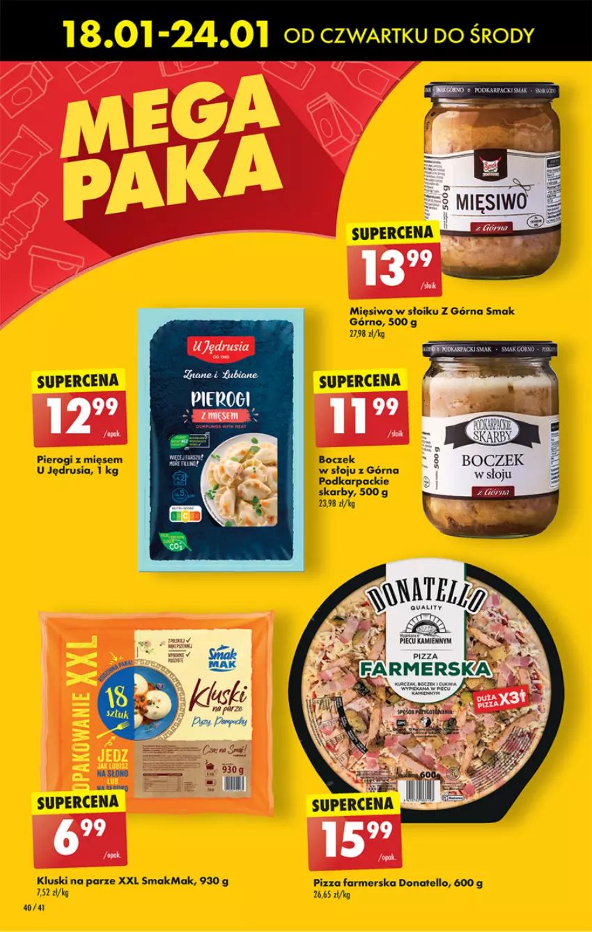 Gazetka promocyjna Biedronka - Od czwartku - ważna 18.01 do 24.01.2024 - strona 44 - produkty: Boczek, Fa, Karp, Kluski na parze, Pierogi, Pizza