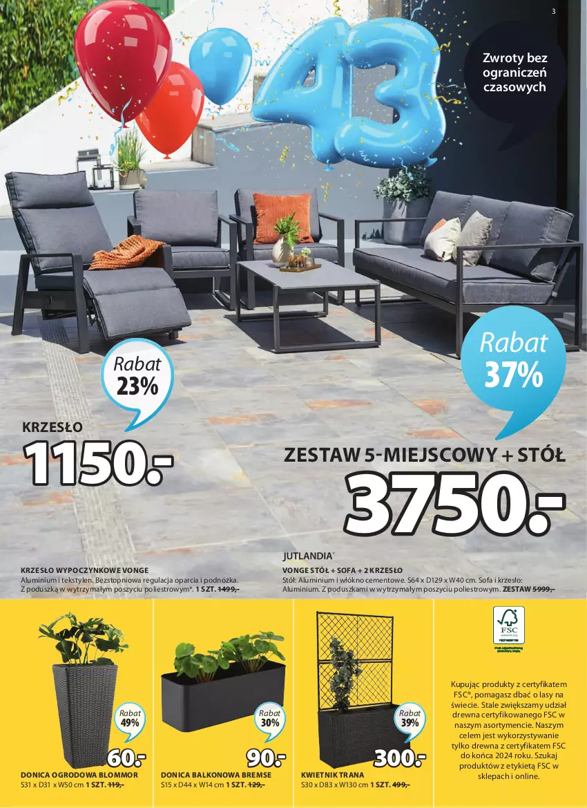 Gazetka promocyjna Jysk - Oferta tygodnia - ważna 20.04 do 03.05.2022 - strona 4 - produkty: Cement, Fa, Gra, Krzesło, Kwietnik, Poduszka, Sofa, Stół, Top, Tran