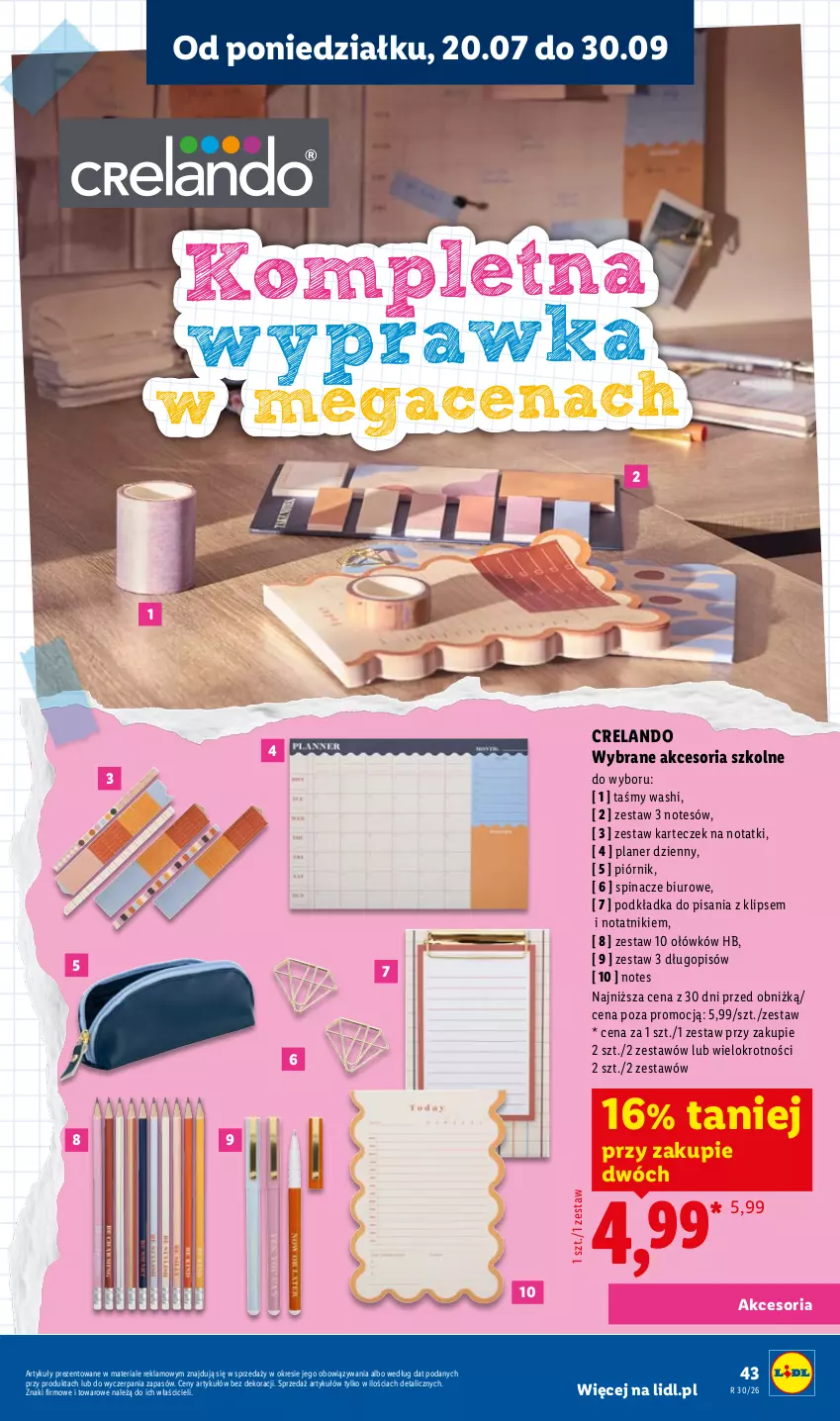 Gazetka promocyjna Lidl - Kompletna wyprawka w megacenach - ważna 11.07 do 15.09.2026 - strona 45 - produkty: Biuro, Długopis, Piórnik, Podkład, Podkładka