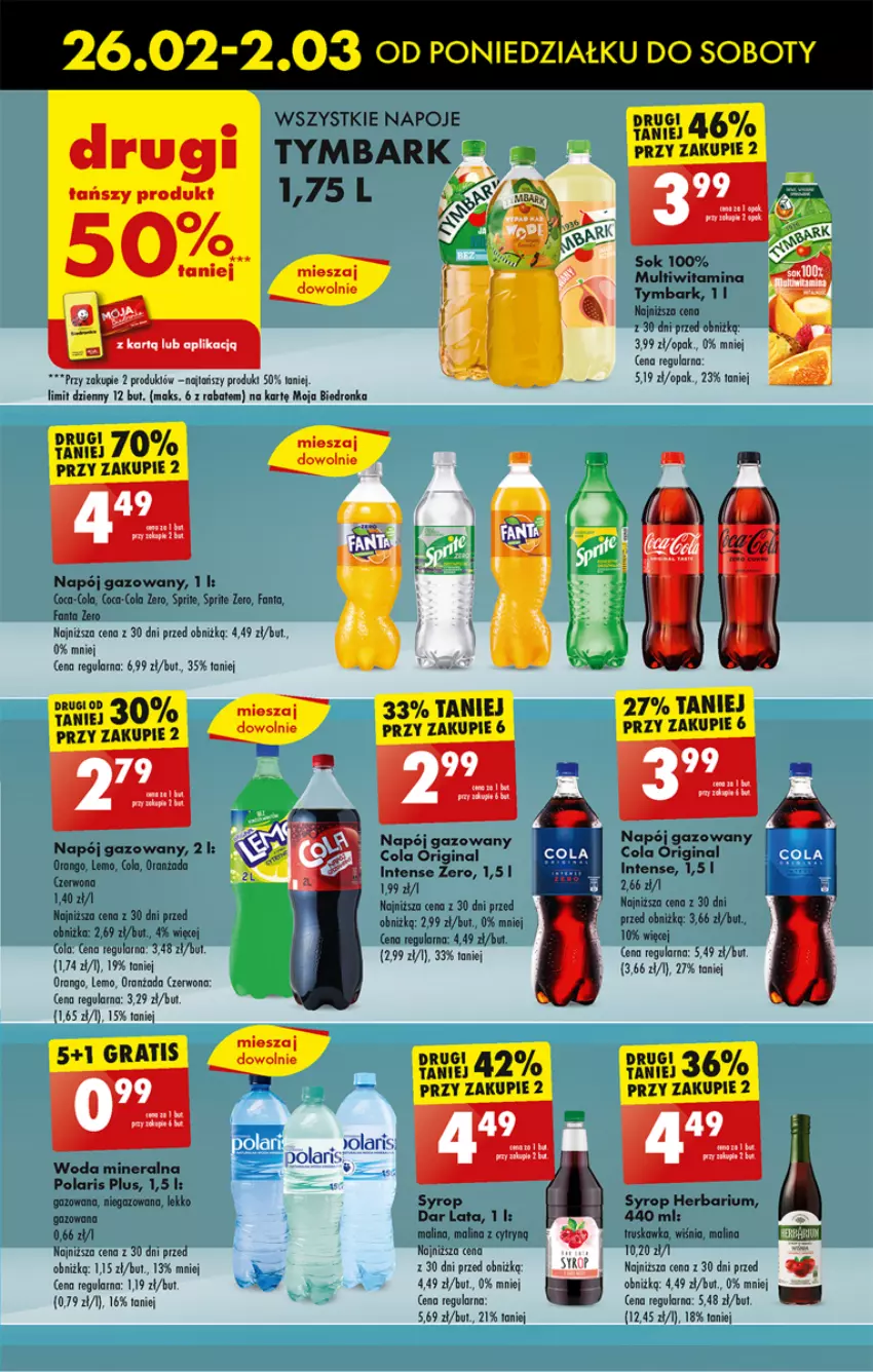 Gazetka promocyjna Biedronka - Od poniedzialku - ważna 26.02 do 02.03.2024 - strona 53 - produkty: Coca-Cola, Dron, Fa, Fanta, Gin, Gra, Napój, Napój gazowany, Napoje, Oranżada, Sok, Sprite, Syrop, Tymbark, Woda, Woda mineralna