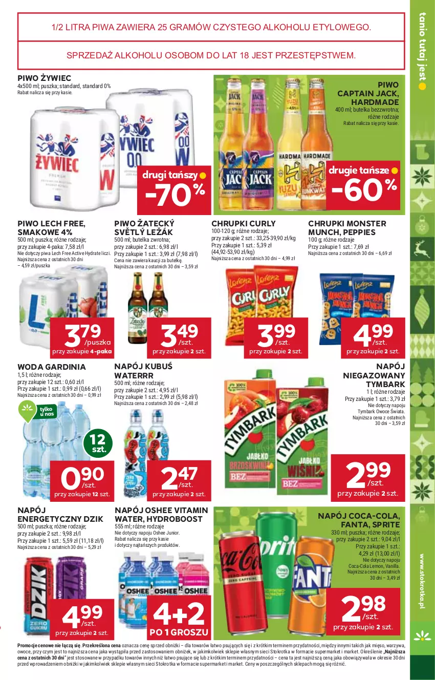 Gazetka promocyjna Stokrotka - Market - ważna 27.11 do 03.12.2025 - strona 25 - produkty: Captain Jack, Chrupki, Coca-Cola, Fa, Fanta, Gra, Kubuś, Kubuś Waterrr, Liczi, Mięso, Monster Munch, Napój, Napój energetyczny, Napój niegazowany, Oshee, Owoce, Piwa, Piwo, Sprite, Tymbark, Warzywa, Woda