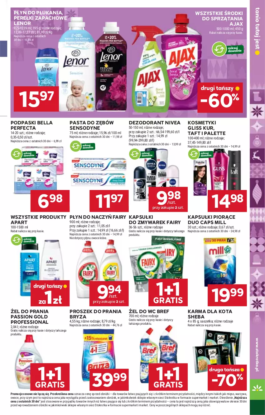Gazetka promocyjna Stokrotka - Market - ważna 27.11 do 03.12.2025 - strona 29 - produkty: Ajax, Bell, Bella, Bref, Bryza, Dezodorant, Fa, Fairy, Gliss Kur, Gra, Lenor, Mięso, Nivea, Owoce, Palette, Pasta do zębów, Perełki zapachowe, Perfecta, Płyn do płukania, Podpaski, Proszek do prania, Sensodyne, Sheba, Taft, Warzywa