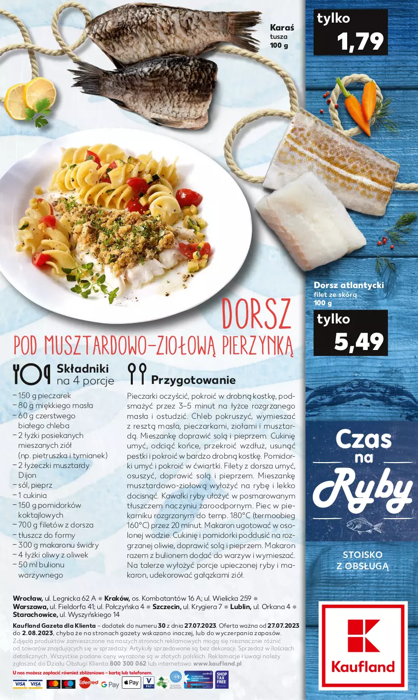 Gazetka promocyjna Kaufland - Kaufland - ważna 27.07 do 02.08.2023 - strona 2 - produkty: Bulion, Chleb, Dorsz, Fa, Kawa, Lion, Makaron, Mus, Orka, Piec, Pieczarka, Piekarnik, Pieprz, Pietruszka, Pomidorki, Por, Sól, Talerz, Tusz, Wagi