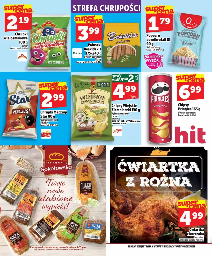 Gazetka promocyjna Topaz - Gazetka - ważna 02.01 do 07.01.2026 - strona 19 - produkty: Chipsy, Chrupki, Fa, Kurczak, Popcorn, Pringles, Top