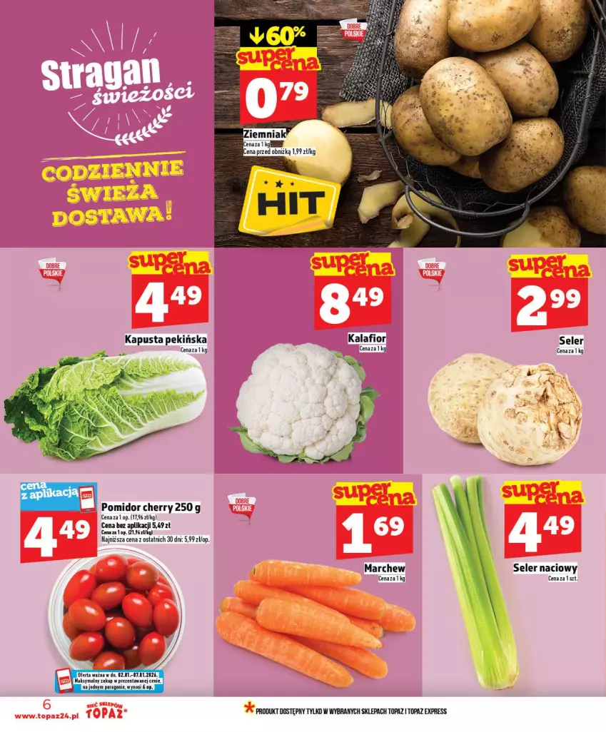 Gazetka promocyjna Topaz - Gazetka - ważna 02.01 do 07.01.2026 - strona 6 - produkty: Kalafior, Seler naciowy, Top