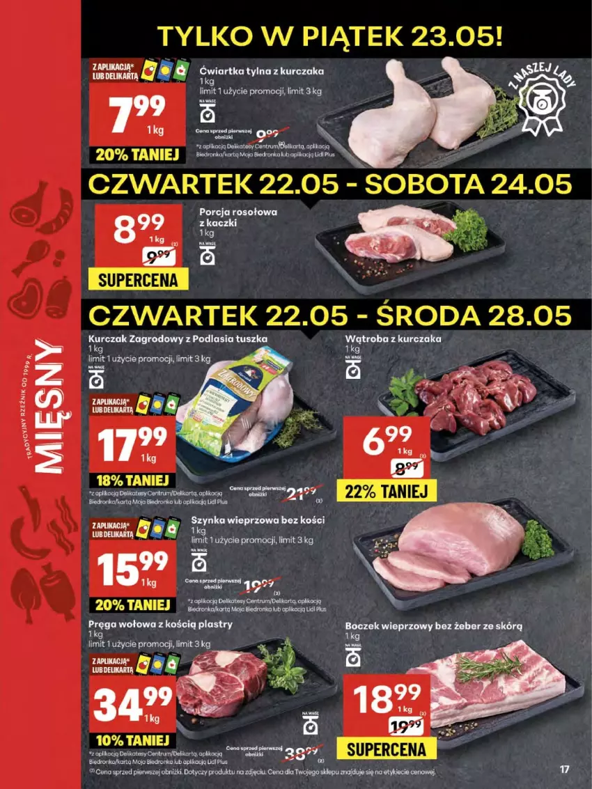 Gazetka promocyjna Delikatesy Centrum - Franczyza DC21 Czwartek - ważna 22.05 do 28.05.2025 - strona 17 - produkty: Boczek, Boczek wieprzowy, Dron, Koc, Kurczak, Por, Pręga wołowa, Sos, Tusz