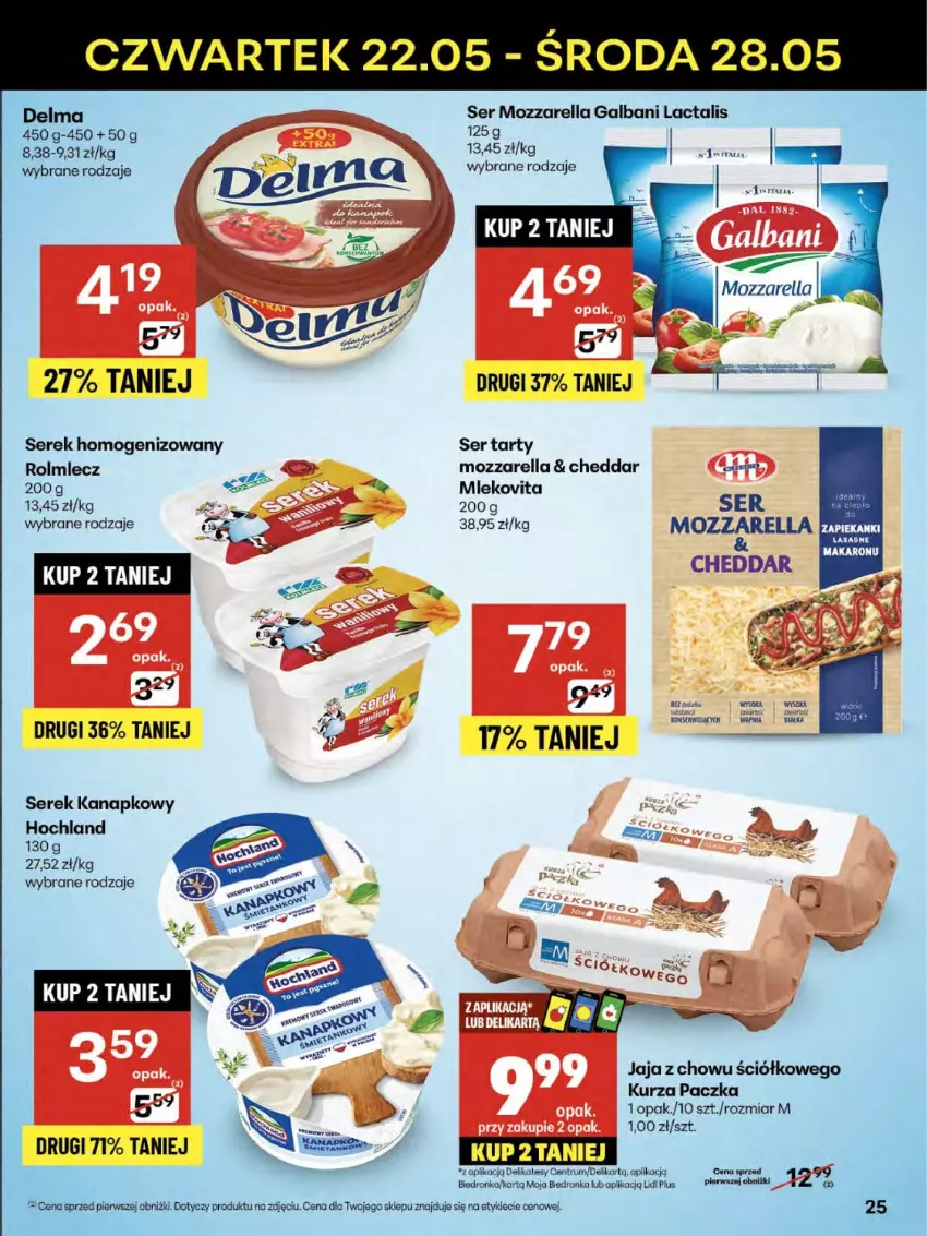Gazetka promocyjna Delikatesy Centrum - Franczyza DC21 Czwartek - ważna 22.05 do 28.05.2025 - strona 25 - produkty: Cheddar, Delma, Dron, Galbani, Hochland, Jaja, Miecz, Mleko, Mlekovita, Mozzarella, Rum, Ser, Serek, Serek homogenizowany, Serek kanapkowy