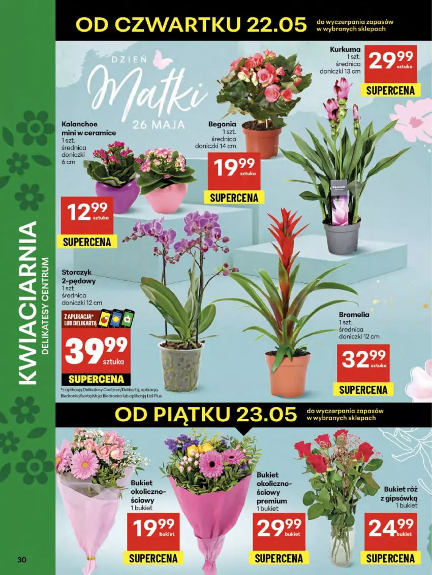Gazetka promocyjna Delikatesy Centrum - Franczyza DC21 Czwartek - ważna 22.05 do 28.05.2025 - strona 30 - produkty: Bromelia, Bukiet, Dron, Kalanchoe, Koc, Kurkuma, Rum, Storczyk