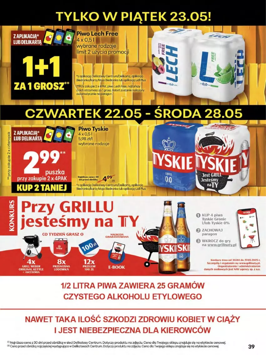 Gazetka promocyjna Delikatesy Centrum - Franczyza DC21 Czwartek - ważna 22.05 do 28.05.2025 - strona 39 - produkty: Dron, Piwa, Piwo, Rum, Tyskie