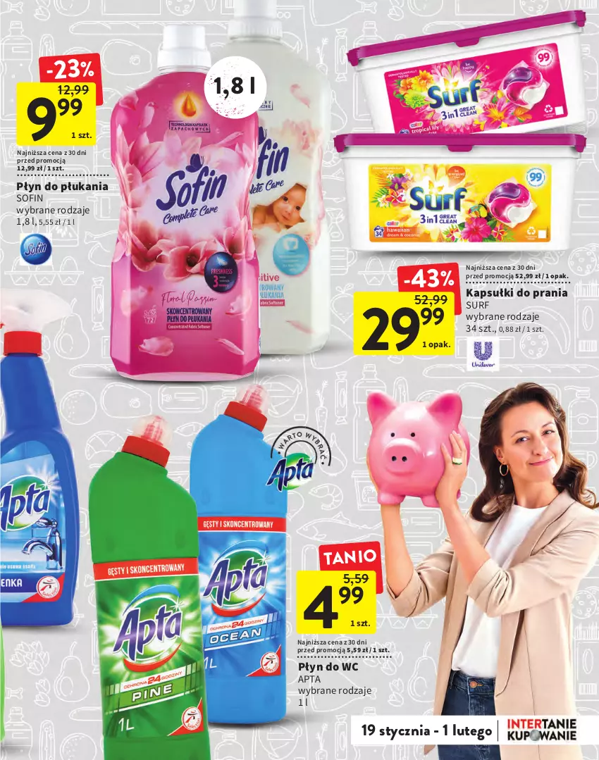 Gazetka promocyjna Intermarche - Gazetka Intermarche - ważna 19.01 do 01.02.2023 - strona 21 - produkty: Kapsułki do prania, Płyn do płukania, Płyn do wc, Surf