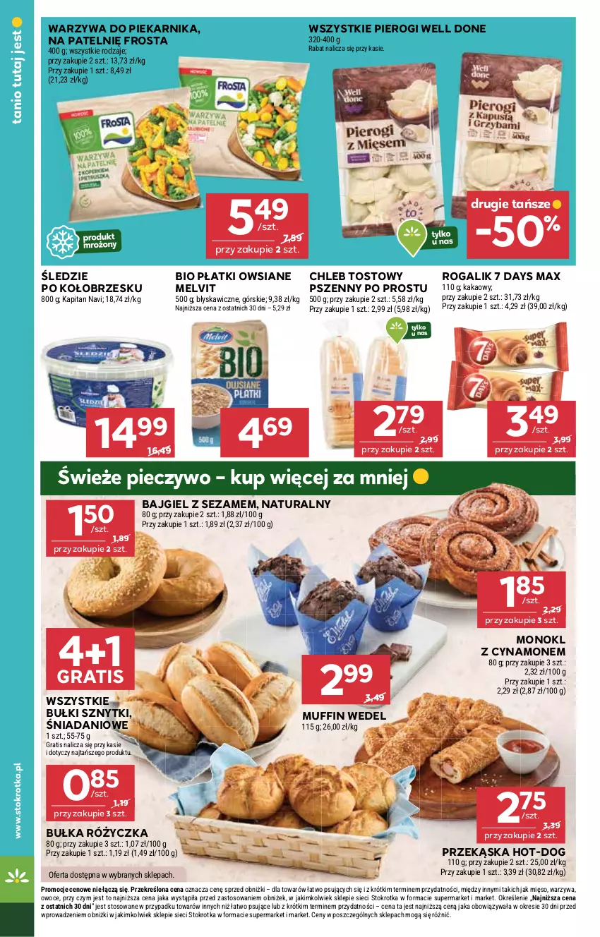 Gazetka promocyjna Stokrotka - Market - ważna 11.09 do 17.09.2025 - strona 24 - produkty: 7 Days, Bułka, Chleb, Chleb tostowy, Danio, Frosta, Gra, Kakao, Melvit, Mięso, Owoce, Piec, Pieczywo, Piekarnik, Pierogi, Płatki owsiane, Rogal, Sezam, Warzywa