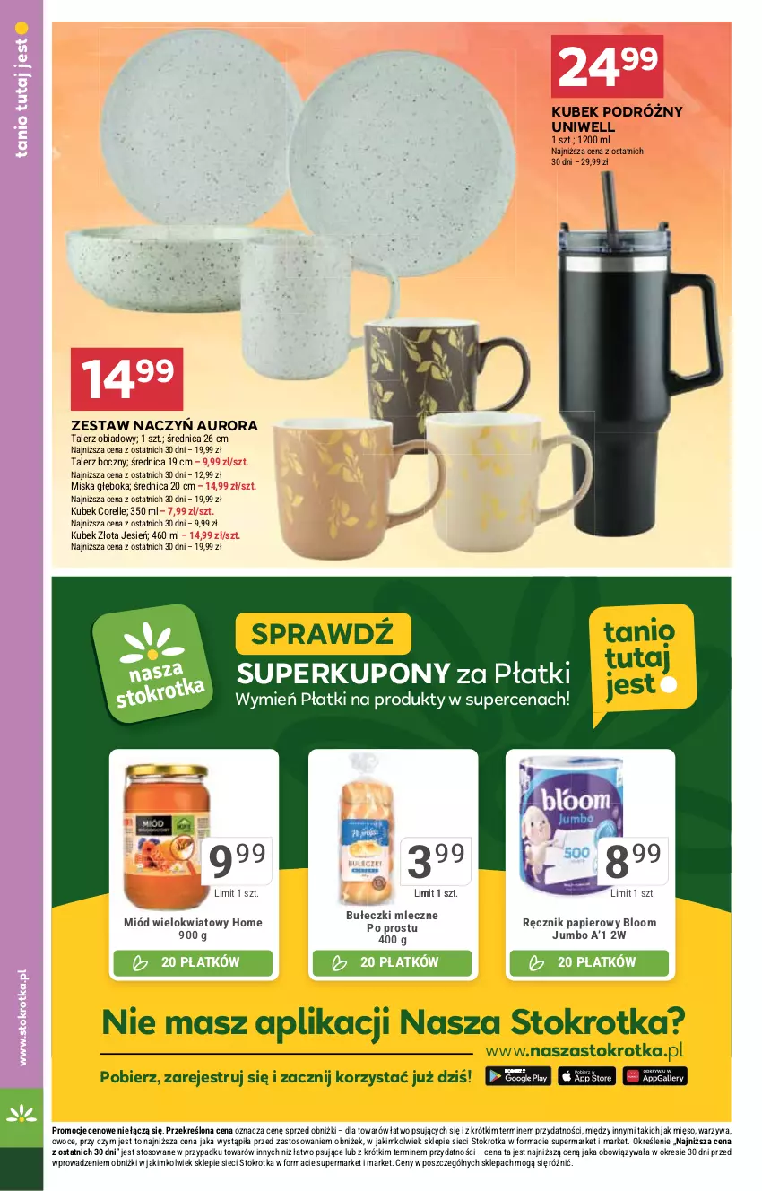 Gazetka promocyjna Stokrotka - Market - ważna 11.09 do 17.09.2025 - strona 26 - produkty: Bułeczki, Bułeczki mleczne, Kubek, Mięso, Miód, Miska, Owoce, Papier, Ręcznik, Talerz, Talerz obiadowy, Warzywa