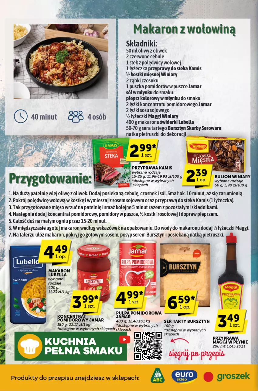 Gazetka promocyjna ABC - ważna 27.06 do 09.07.2024 - strona 2 - produkty: Bell, Bella, Bulion, Bursztyn, Czosnek, Groszek, Kamis, Koncentrat pomidorowy, Kostki rosołowe, Kuchnia, Lion, Lubella, Maggi, Makaron, Mięso, Natka pietruszki, Olej, Pieprz, Pomidory, Przyprawy, Rum, Ser, Sól, Sos, Stek, Talerz, Winiary