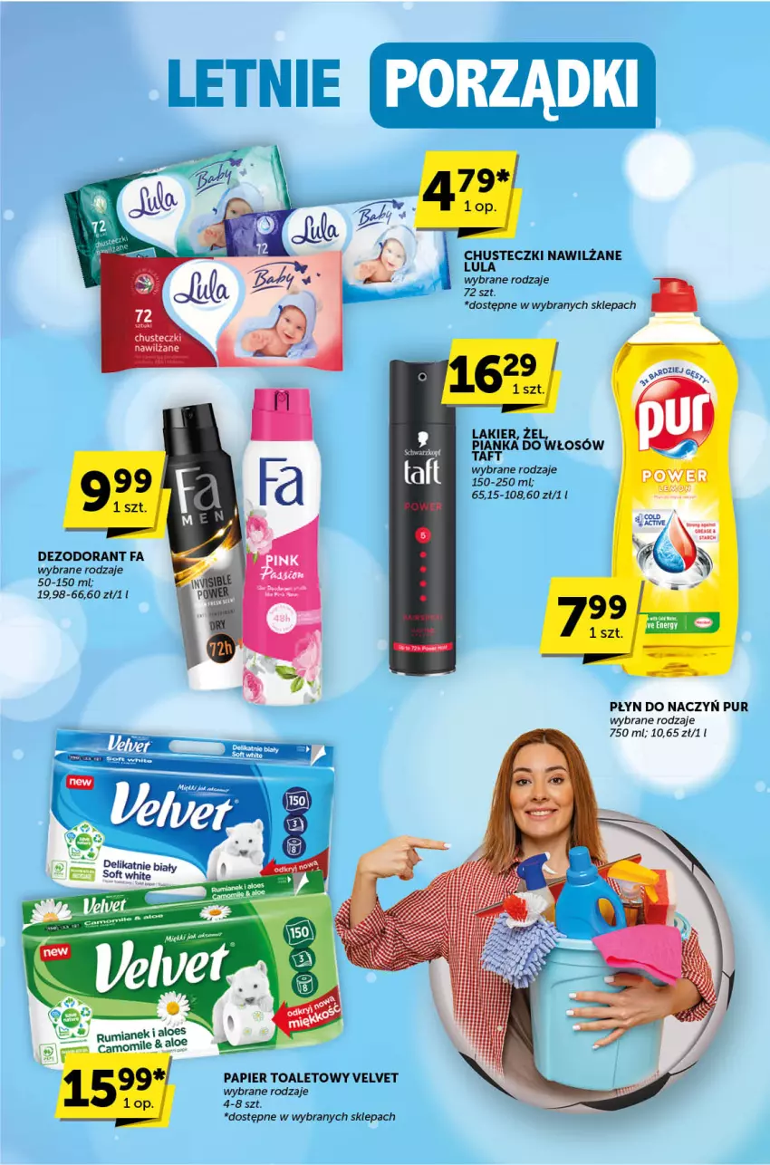 Gazetka promocyjna ABC - ważna 27.06 do 09.07.2024 - strona 32 - produkty: Chusteczki, Dezodorant, Fa, Lakier, Papier, Papier toaletowy, Pianka do włosów, Pur, Taft, Velvet