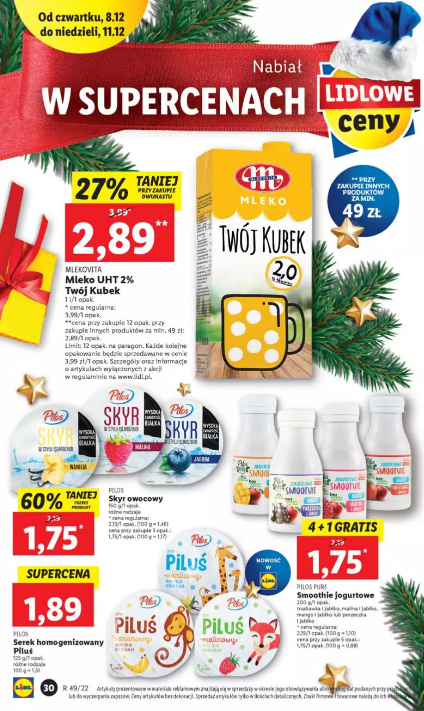 Gazetka promocyjna Lidl - GAZETKA - ważna 07.12 do 11.12.2022 - strona 32 - produkty: Gra, Jogurt, Kubek, Mango, Mleko, Mlekovita, Olej, Pilos, Por, Pur, Ser, Serek, Serek homogenizowany, Smoothie