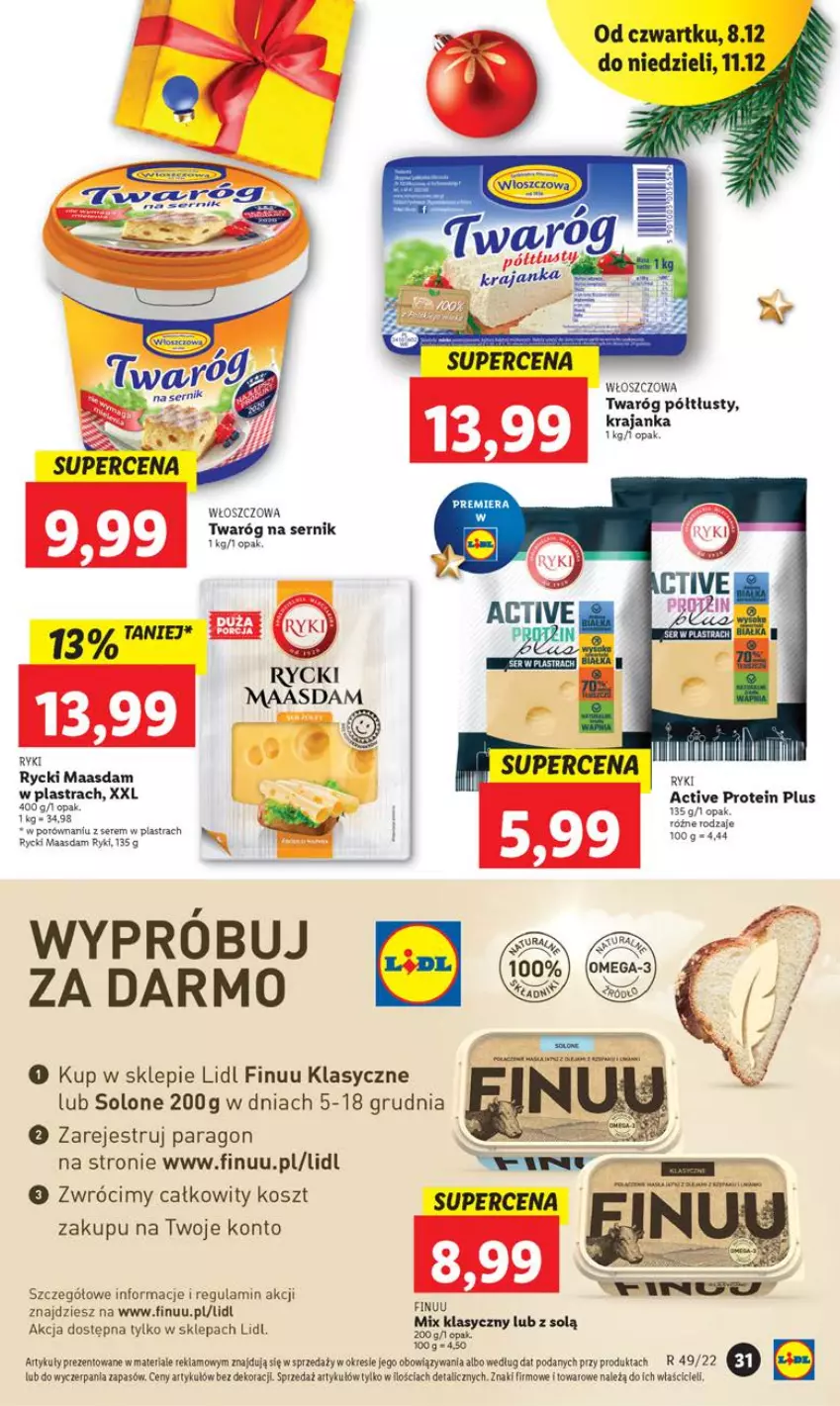 Gazetka promocyjna Lidl - GAZETKA - ważna 07.12 do 11.12.2022 - strona 33 - produkty: Finuu, Kosz, Maasdam, Por, Ser, Twaróg, Twaróg półtłusty