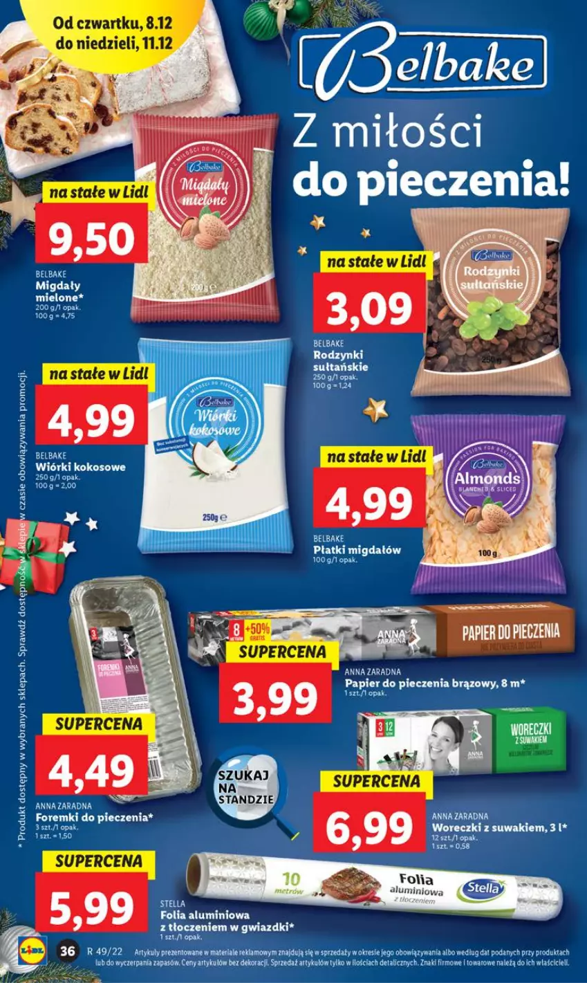 Gazetka promocyjna Lidl - GAZETKA - ważna 07.12 do 11.12.2022 - strona 40 - produkty: Foremki, Kokos, Migdały, Papier, Papier do pieczenia, Piec, Wiórki kokosowe