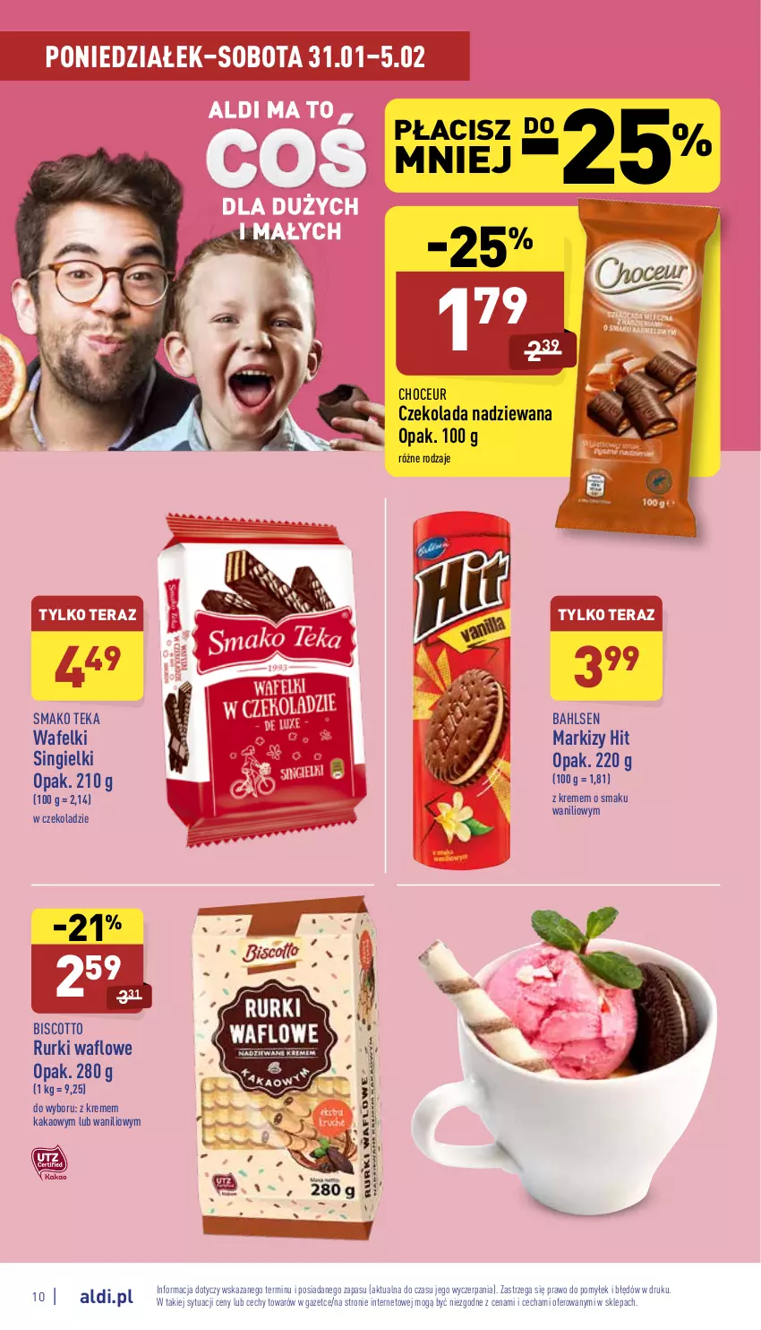 Gazetka promocyjna Aldi - Katalog spożywczy - ważna 31.01 do 05.02.2022 - strona 10 - produkty: Czekolada, Czekolada nadziewana, Kakao, Rurki, Tera