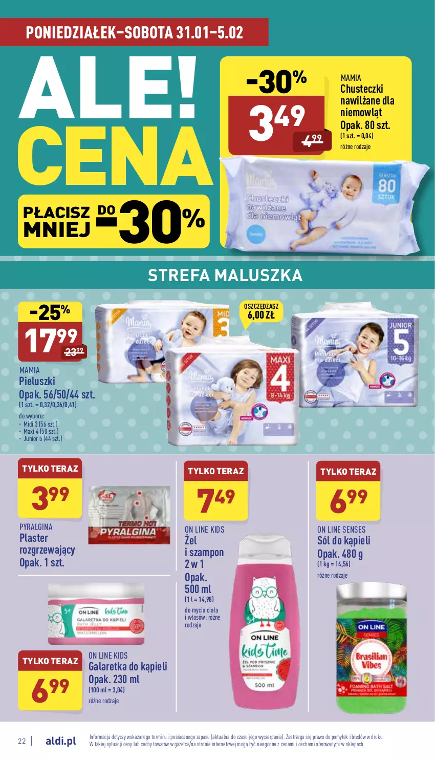 Gazetka promocyjna Aldi - Katalog spożywczy - ważna 31.01 do 05.02.2022 - strona 22 - produkty: Chusteczki, Fa, Gala, Galaretka, Gin, LG, Senses, Sól, Sól do kąpieli, Szampon, Tera