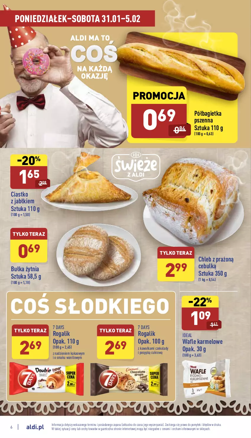 Gazetka promocyjna Aldi - Katalog spożywczy - ważna 31.01 do 05.02.2022 - strona 6 - produkty: 7 Days, Bagietka, Bagietka pszenna, Bułka, Chleb, Kakao, Kawa, Półbagietka, Rogal, Tera, Wafle