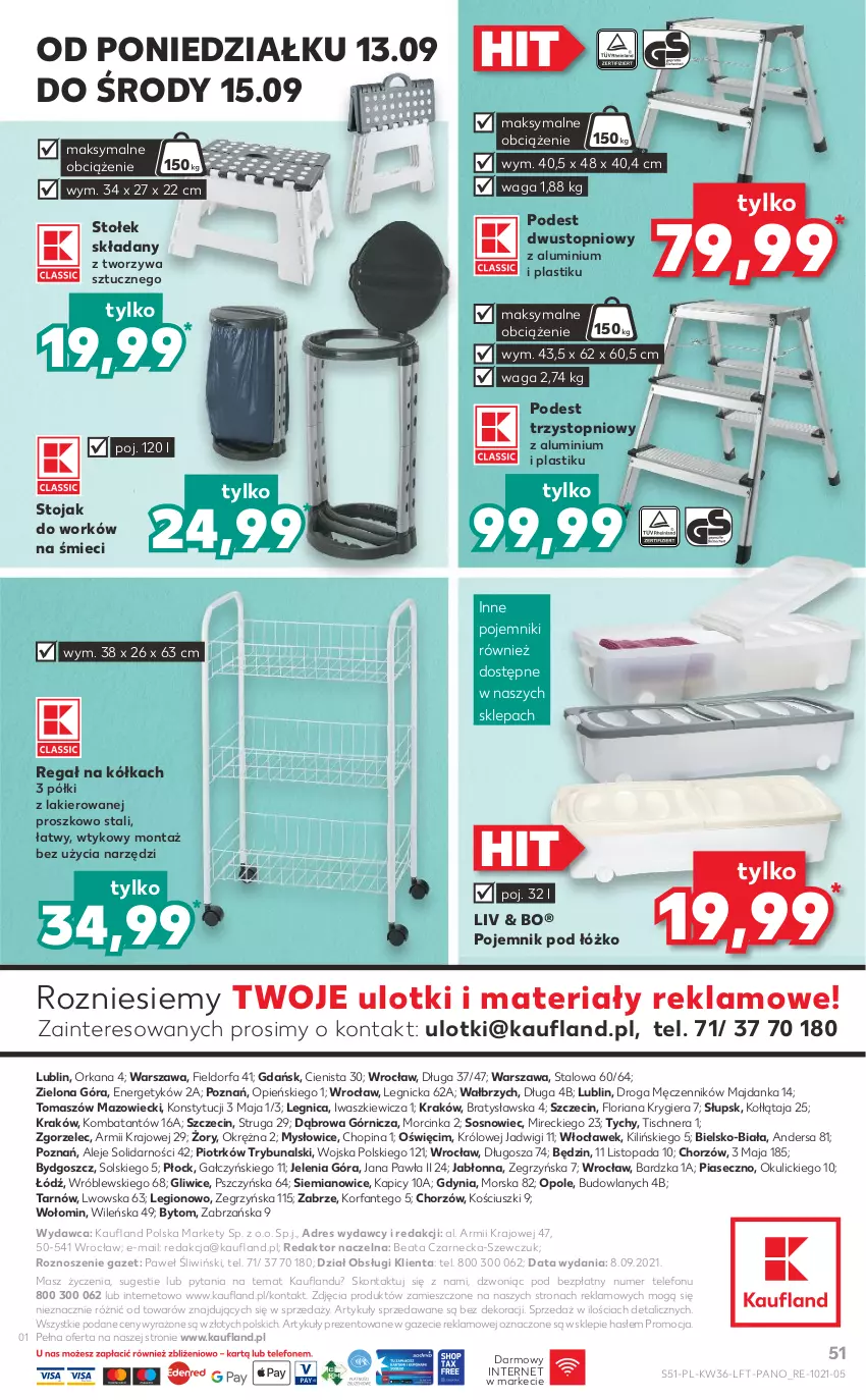 Gazetka promocyjna Kaufland - OFERTA TYGODNIA - ważna 09.09 do 15.09.2021 - strona 51 - produkty: Dres, Fa, Inka, Lakier, Orka, Pojemnik, Regał, Sos, Stojak, Stołek, Telefon, Top, Waga