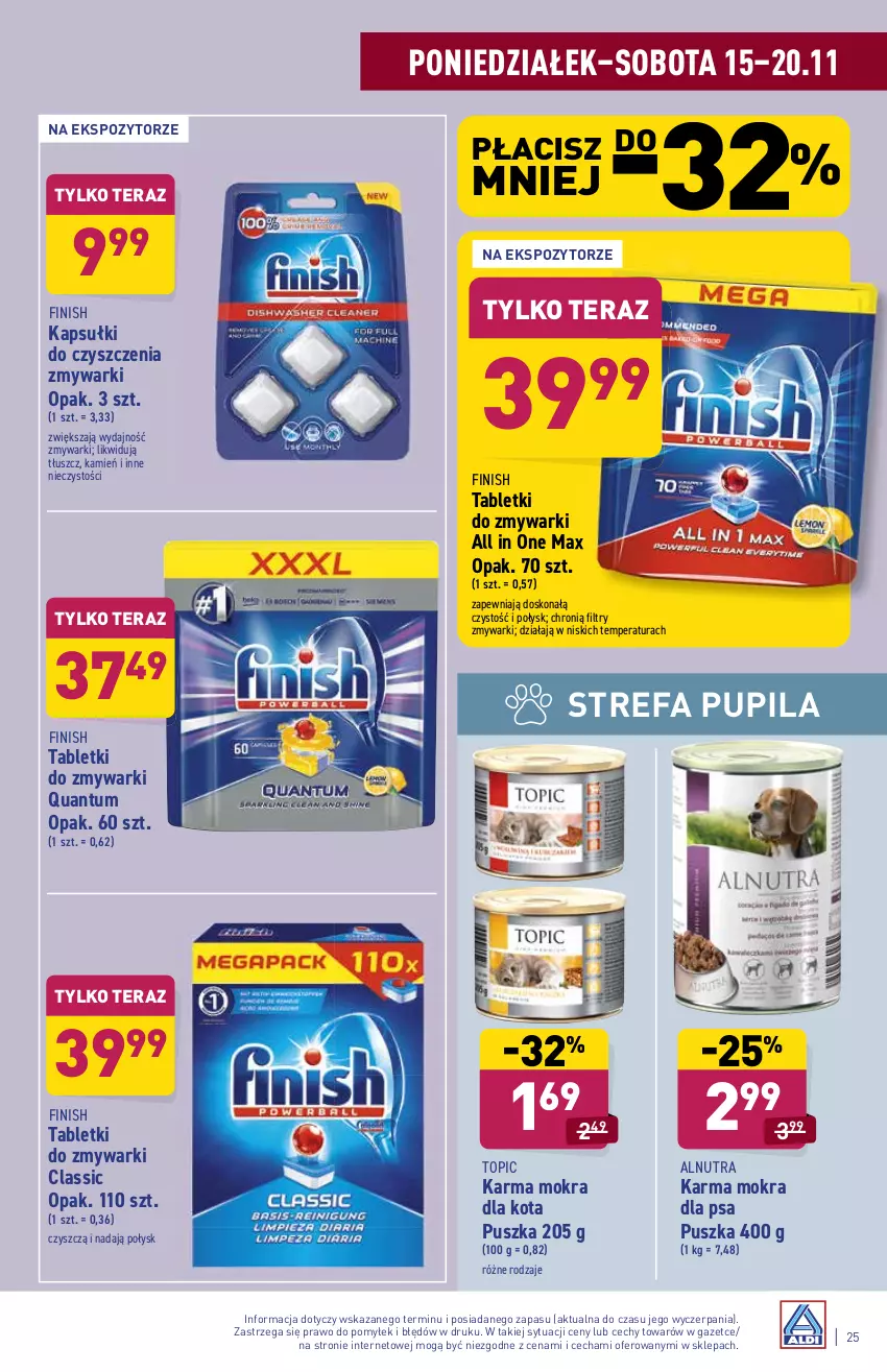 Gazetka promocyjna Aldi - ważna 15.11 do 20.11.2021 - strona 25 - produkty: Fa, Finish, Tablet, Tabletki do zmywarki, Tera, Top, Zmywarki