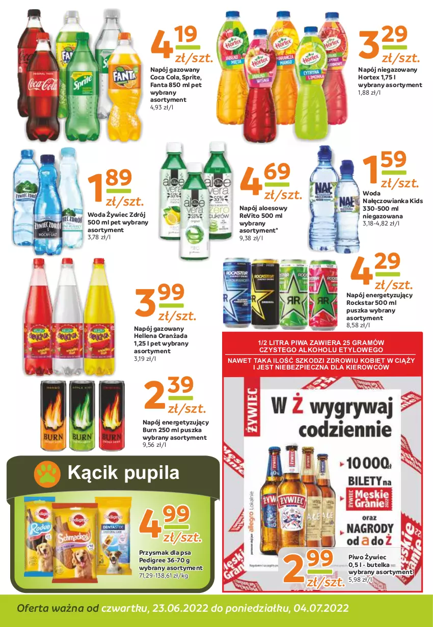 Gazetka promocyjna Gama - Gazetka Gama - ważna 04.07.2022 do 23.06.2023 - strona 10 - produkty: Fa, Fanta, Gra, Hellena, Hortex, Nałęczowianka, Napój, Napój gazowany, Napój niegazowany, Oranżada, Pedigree, Piec, Piwa, Piwo, Przysmak dla psa, Sprite, Woda