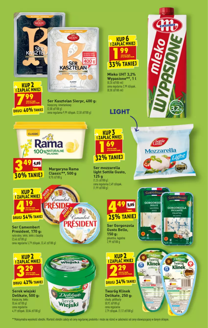 Gazetka promocyjna Biedronka - W tym tygodniu - ważna 14.06 do 19.06.2021 - strona 23 - produkty: Bazyl, Bell, Camembert, Gorgonzola, Kasztelan, LG, Margaryna, Mleko, Mozzarella, Rama, Ser, Ser Kasztelan, Serek, Serek wiejski, Sok, Twaróg