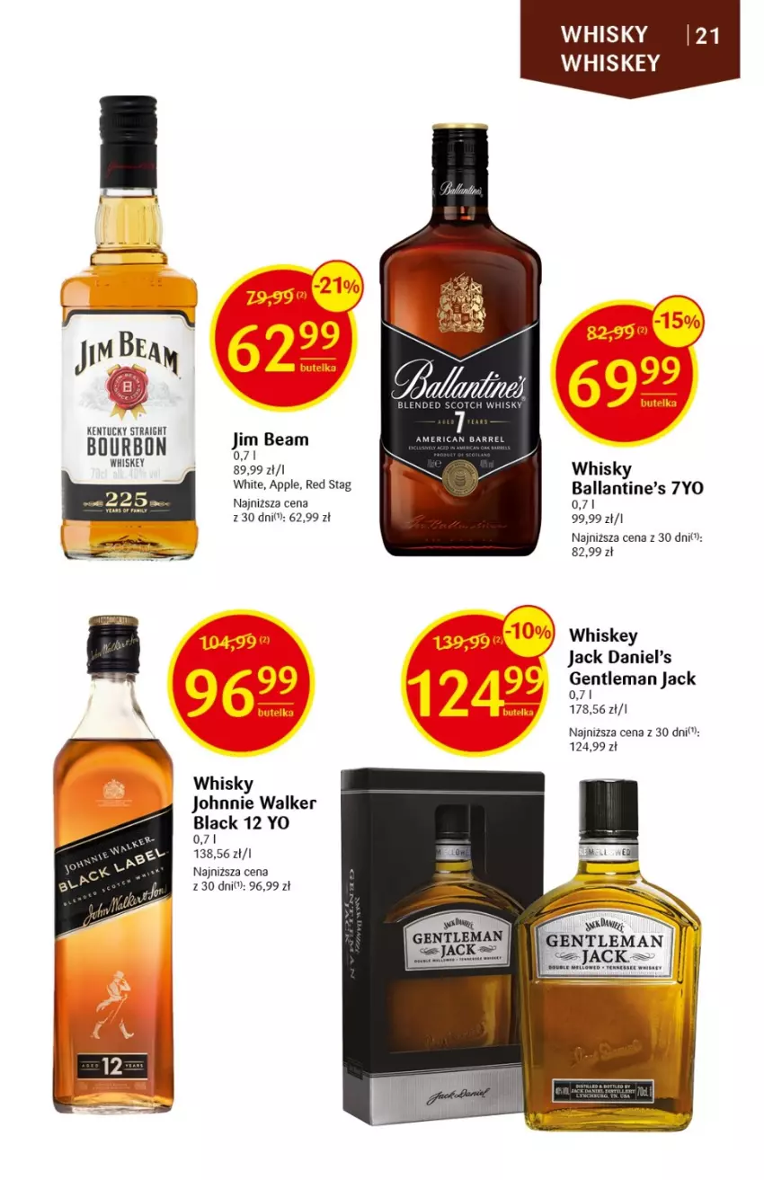 Gazetka promocyjna Delikatesy Centrum - DeliBarek DC30/31 - ważna 03.08 do 16.08.2023 - strona 21 - produkty: Ballantine's, Bourbon, Jack Daniel's, Johnnie Walker, Lack, Whiskey, Whisky