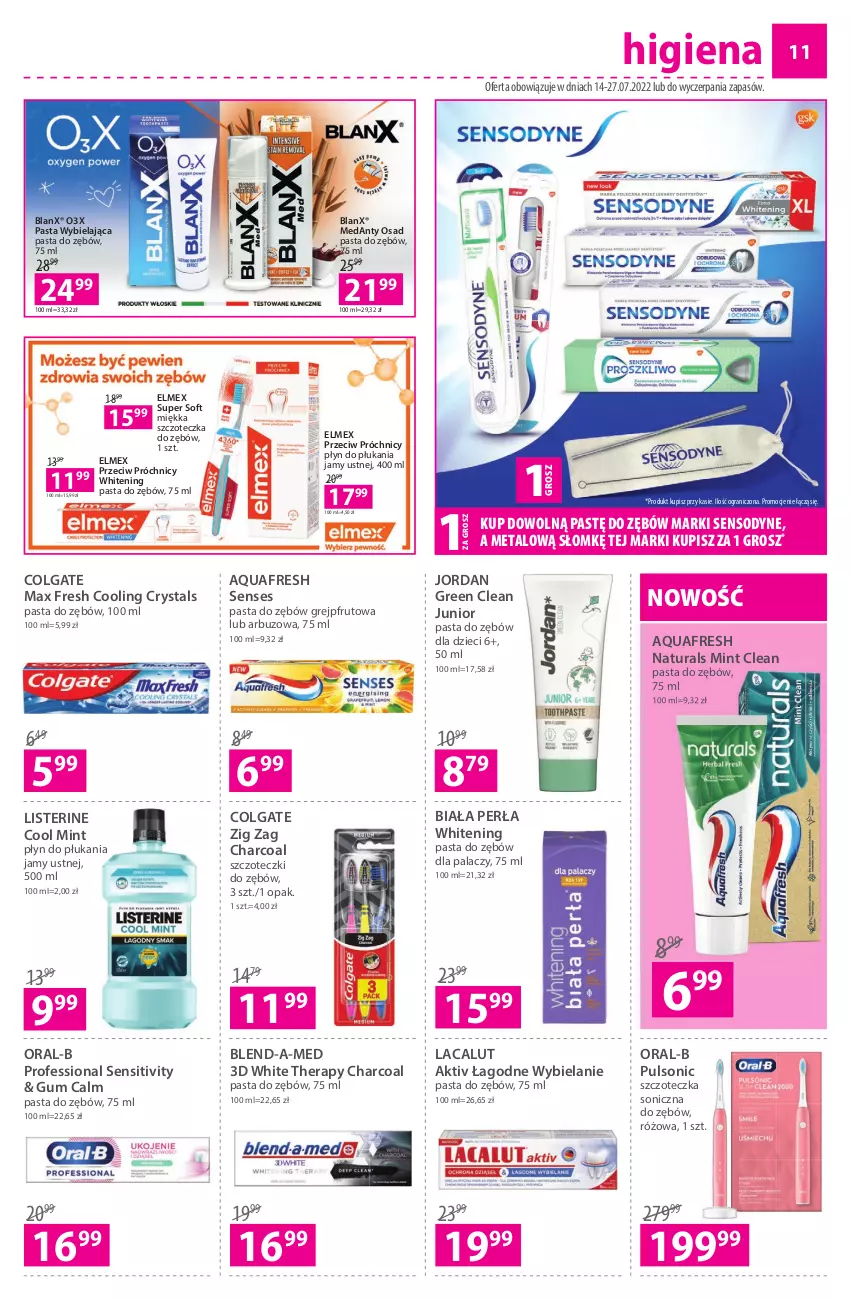 Gazetka promocyjna Hebe - Gazetka - ważna 14.07 do 27.07.2022 - strona 11 - produkty: Aquafresh, Arbuz, Blend-a-Med, Colgate, Dzieci, Elmex, Gra, Grejpfrut, Lacalut, LG, Listerine, Pasta do zębów, Perła, Płyn do płukania, Płyn do płukania jamy ustnej, Senses, Sensodyne, Szczoteczka, Szczoteczka do zębów, Szczoteczka soniczna