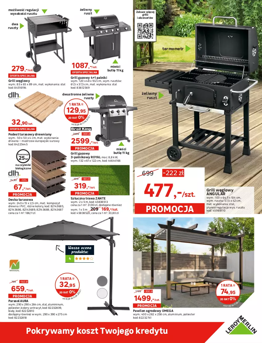 Gazetka promocyjna Leroy Merlin - Gazetka Leroy Merlin - ważna 01.06 do 23.06.2022 - strona 3 - produkty: Fa, Fotel, Gra, Grill, Grill gazowy, Kosz, Krzesło, Krzesło ogrodowe, Parasol, Poduszka, Pokrywa, Sofa, Sok, Stół, Stolik, Termometr