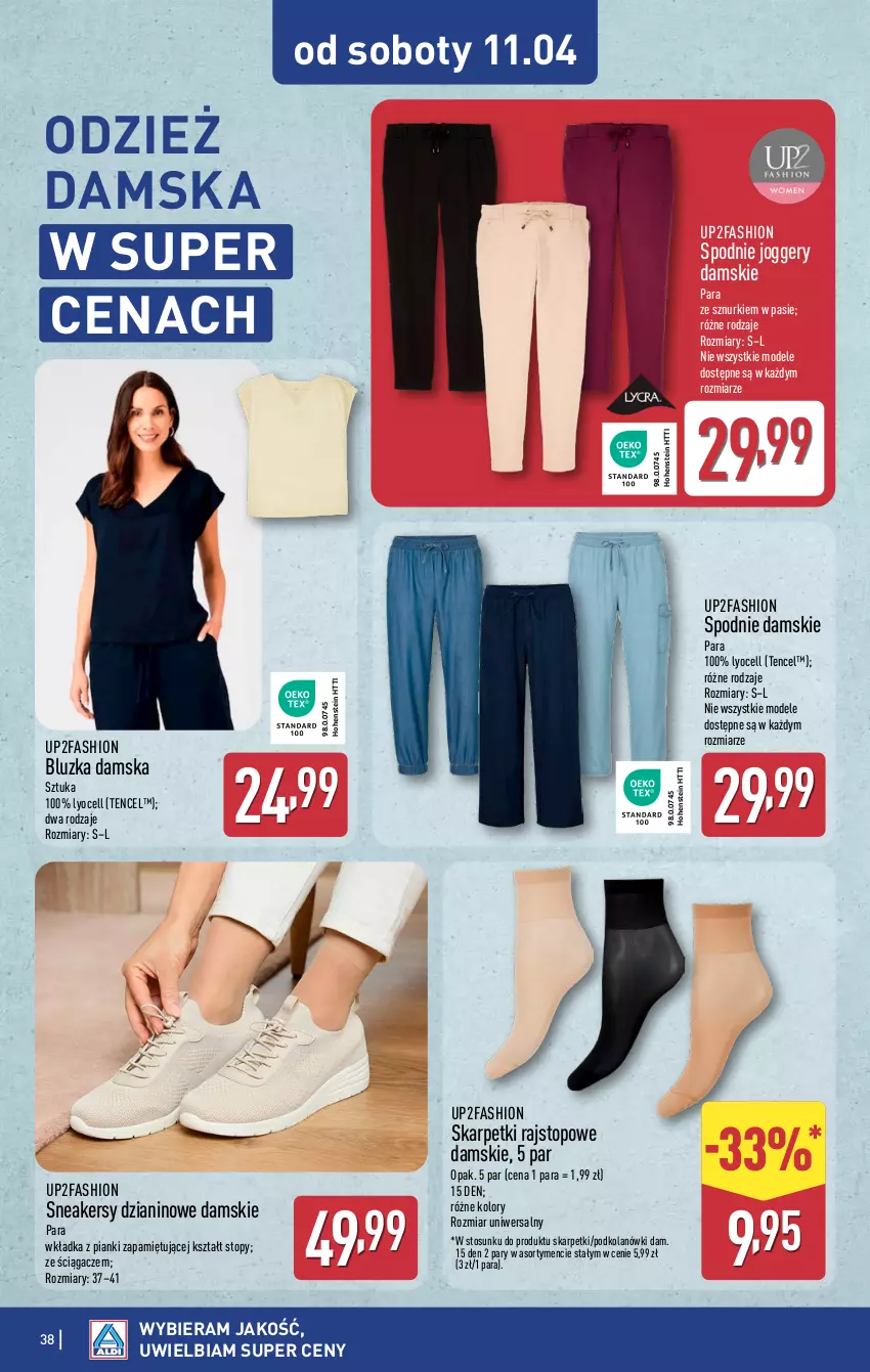Gazetka promocyjna Aldi - Pełna oferta - ważna 07.04 do 11.04.2026 - strona 38 - produkty: Fa, Karp, Skarpetki, Sneakersy, Spodnie, Top