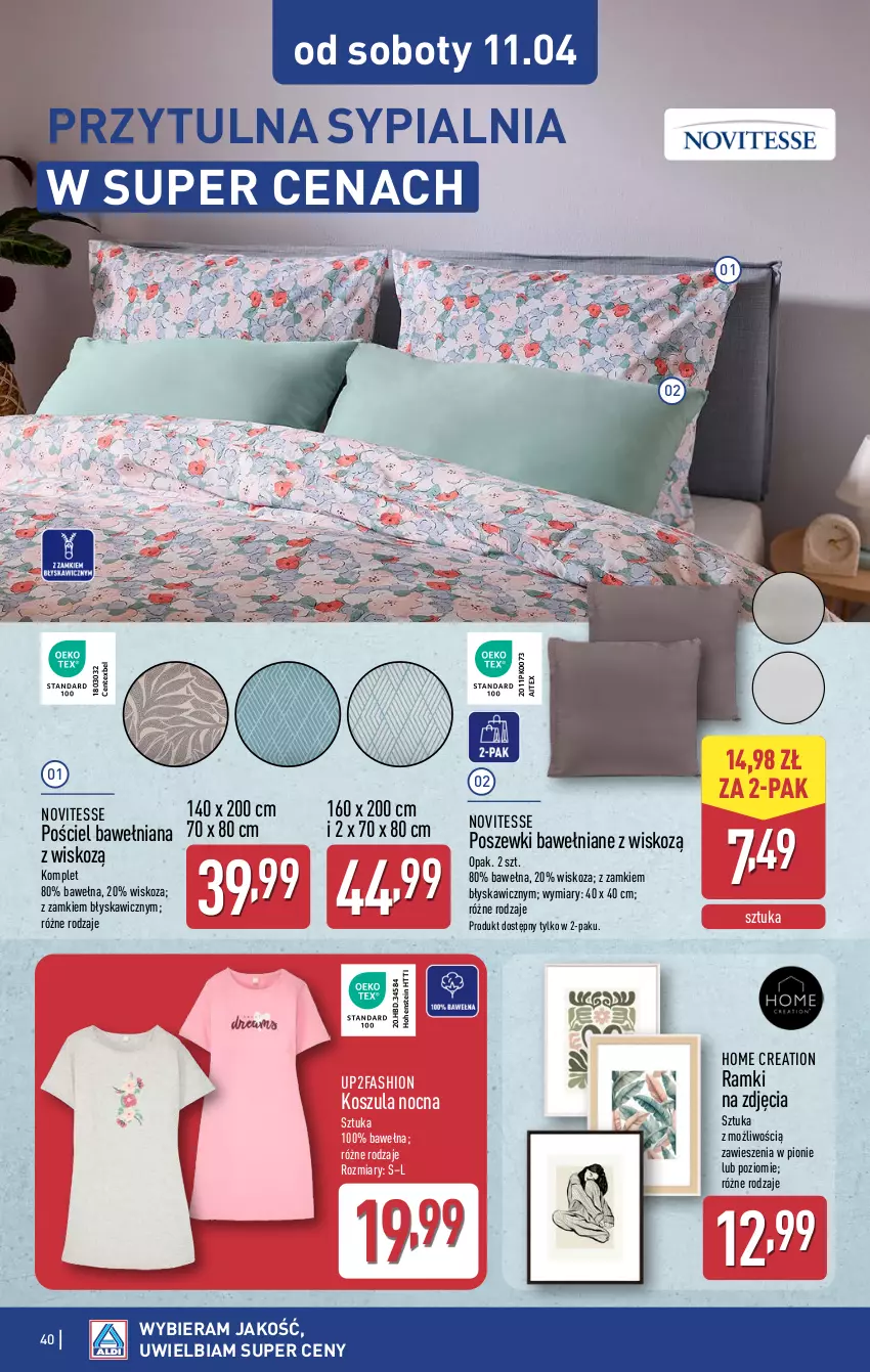 Gazetka promocyjna Aldi - Pełna oferta - ważna 07.04 do 11.04.2026 - strona 40 - produkty: Fa, Kosz, Koszula, Koszula nocna, Pościel, Sypialnia, Wełna