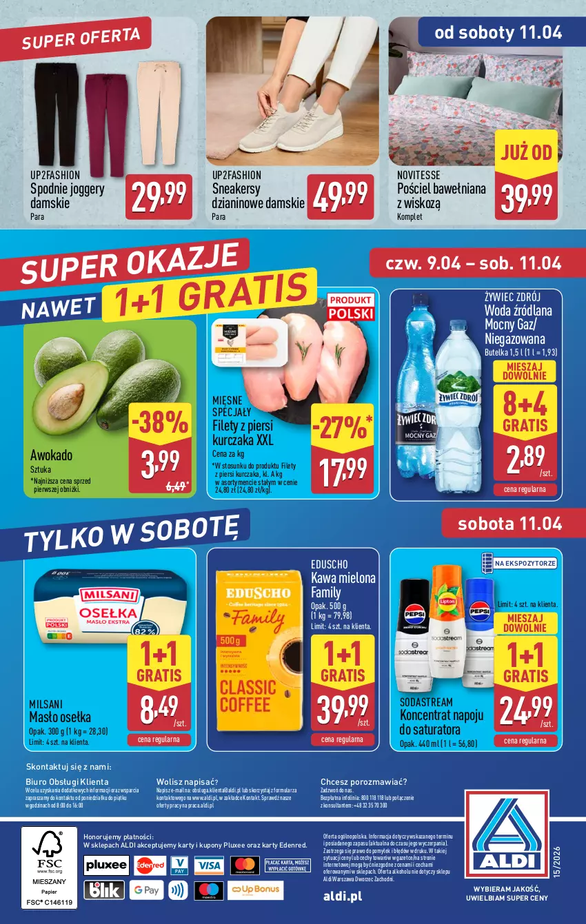 Gazetka promocyjna Aldi - Pełna oferta - ważna 07.04 do 11.04.2026 - strona 47 - produkty: Biuro, Fa, Gra, Kawa, Kawa mielona, Kurczak, LANA, Masło, Mięsne specjały, O nas, Por, Pościel, Sneakersy, Spodnie, Woda