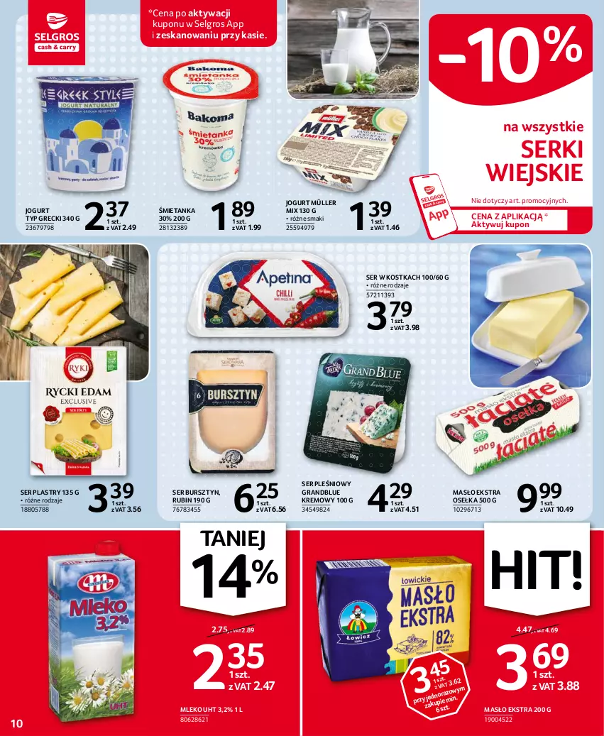 Gazetka promocyjna Selgros - Oferta spożywcza - ważna 18.02 do 24.02.2021 - strona 10 - produkty: Bursztyn, Gra, Jogurt, LG, Masło, Mleko, Müller, Müller Mix, Rubin, Ser, Ser pleśniowy