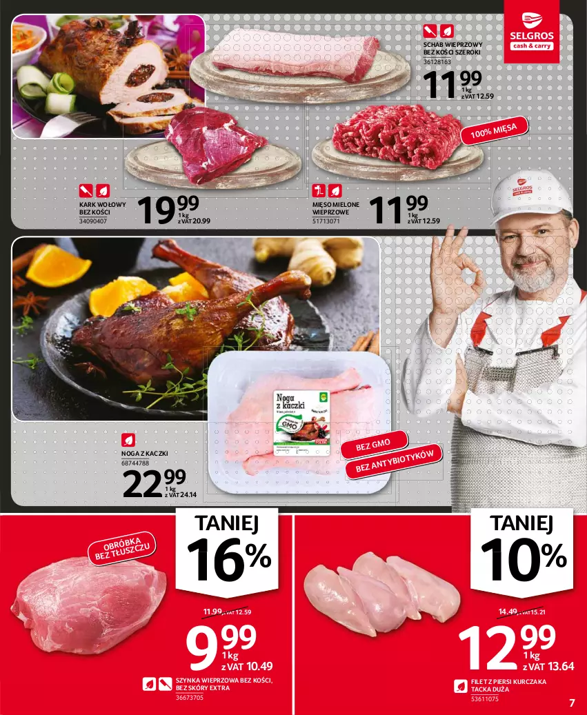 Gazetka promocyjna Selgros - Oferta spożywcza - ważna 18.02 do 24.02.2021 - strona 7 - produkty: Filet z piersi kurczaka, Kark wołowy, Kurczak, Mięso, Mięso mielone, Noga z kaczki, Schab wieprzowy, Szynka, Szynka wieprzowa