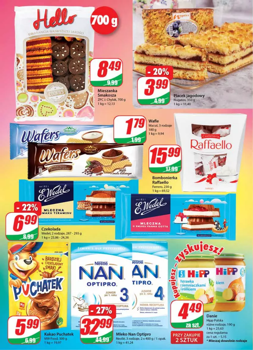 Gazetka promocyjna Dino - Gazetka - ważna 18.08 do 24.08.2021 - strona 4 - produkty: Czekolada, Fa, Ferrero, Kosz, Królik, Mieszanka smakosza, Raffaello, Wafle