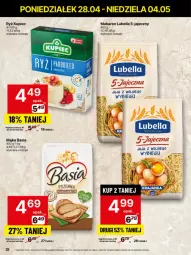 Gazetka promocyjna Delikatesy Centrum - Franczyza DC18 Poniedziałek - Gazetka - ważna od 04.05 do 04.05.2025 - strona 28 - produkty: Piec, Lubella, Makaron, Ryż, Rum, Kupiec, Bell, Jaja, Mąka, Basia, Bella