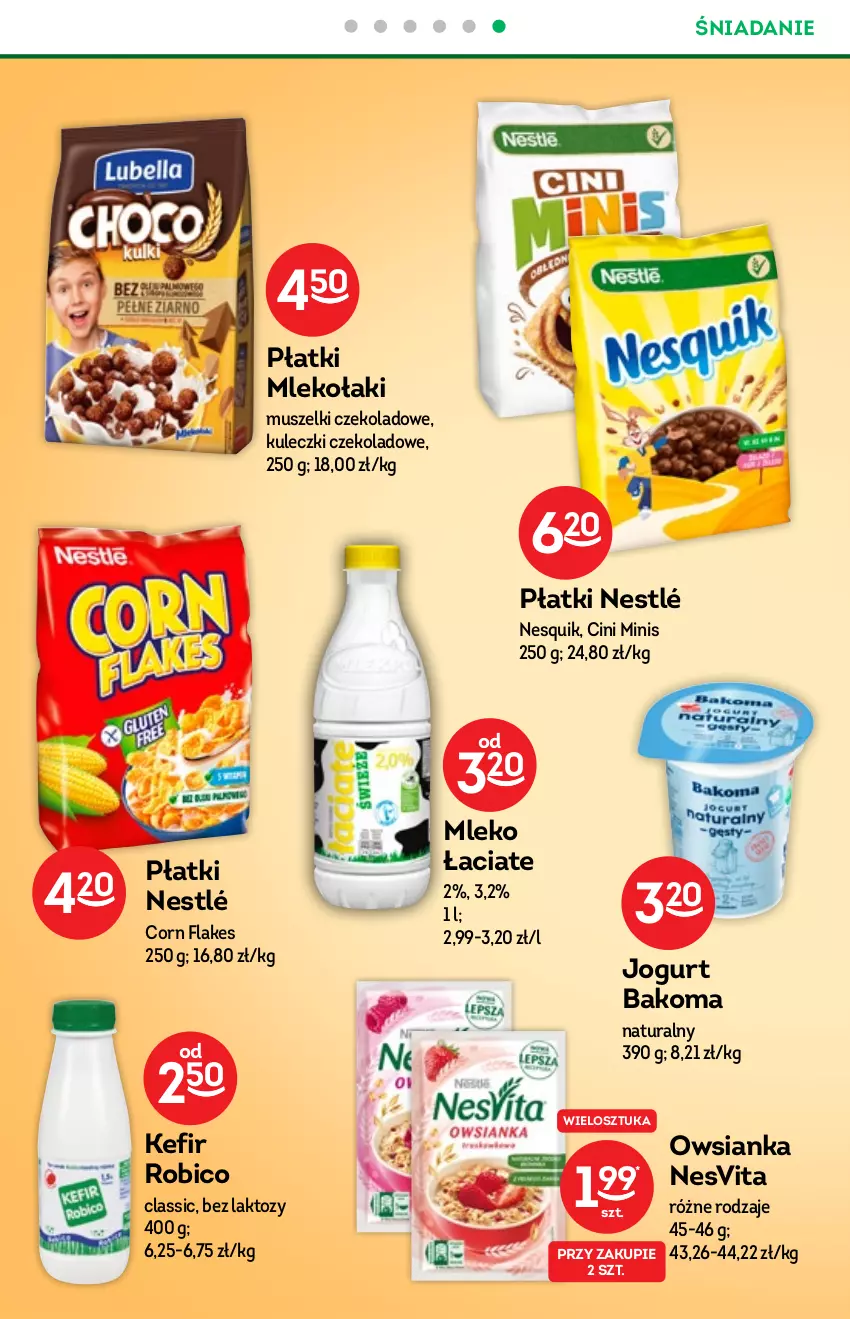 Gazetka promocyjna Żabka - ważna 24.11 do 30.12.2021 - strona 32 - produkty: Bakoma, BIC, Cini Minis, Corn flakes, Jogurt, Kefir, Mleko, Mus, Nesquik, Nestlé, Owsianka, Robico