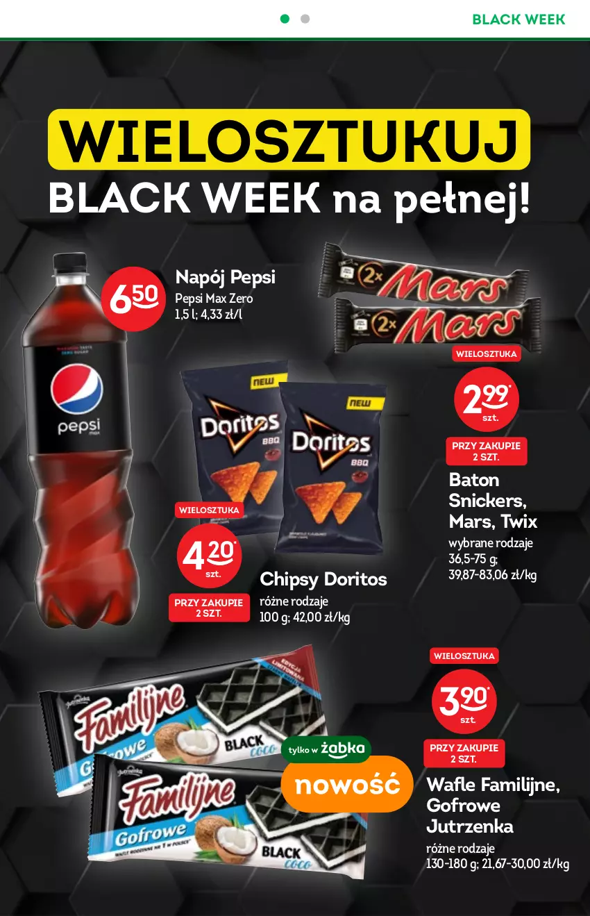 Gazetka promocyjna Żabka - ważna 24.11 do 30.12.2021 - strona 4 - produkty: Baton, Chipsy, Fa, Jutrzenka, Lack, Mars, Napój, Pepsi, Pepsi max, Snickers, Twix, Wafle