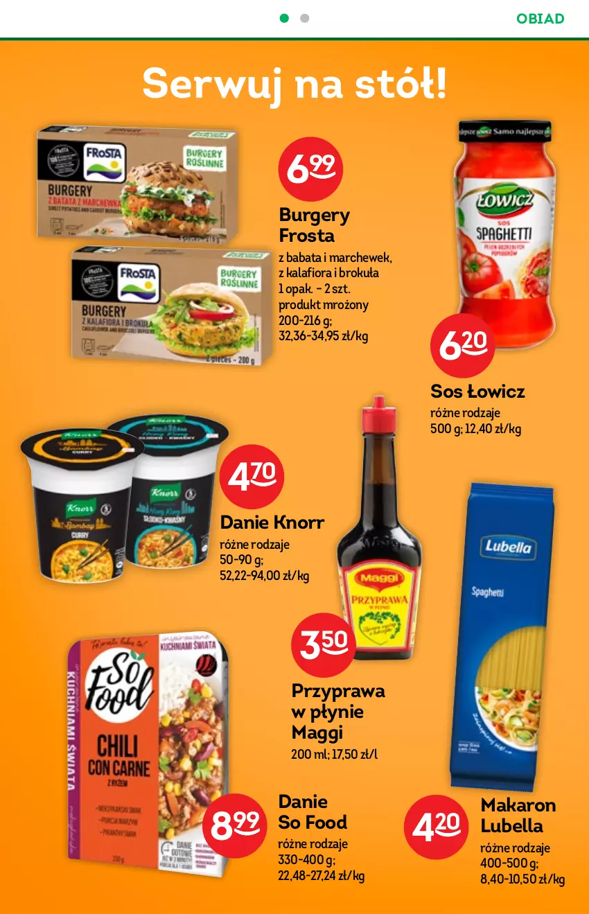 Gazetka promocyjna Żabka - ważna 24.11 do 30.12.2021 - strona 41 - produkty: Bell, Bella, Burger, Frosta, Kalafior, Knorr, Lubella, Maggi, Makaron, Przyprawa w płynie, Ser, So Food, Sos, Stół