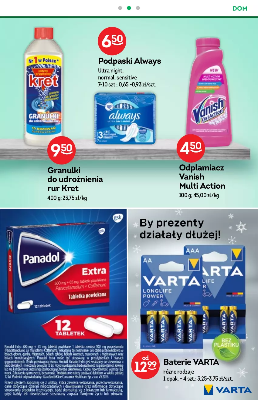 Gazetka promocyjna Żabka - ważna 24.11 do 30.12.2021 - strona 47 - produkty: Always, Always Ultra, Gra, Kret, Odplamiacz, Podpaski, Vanish, Varta