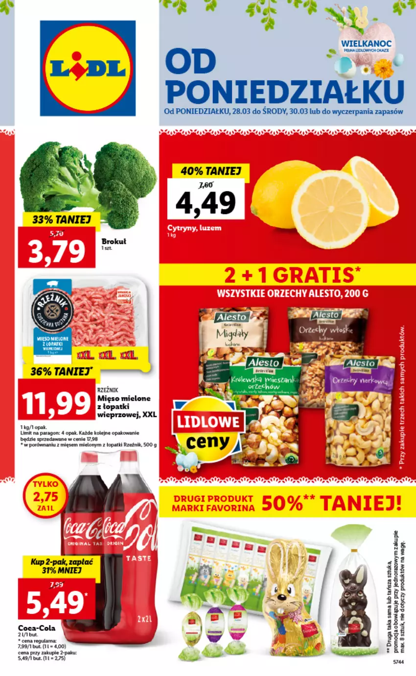 Gazetka promocyjna Lidl - GAZETKA - ważna 28.03 do 30.03.2022 - strona 1 - produkty: Coca-Cola, Mięso, Mięso mielone, Mięso mielone z łopatki wieprzowej, Olej, Por, Top