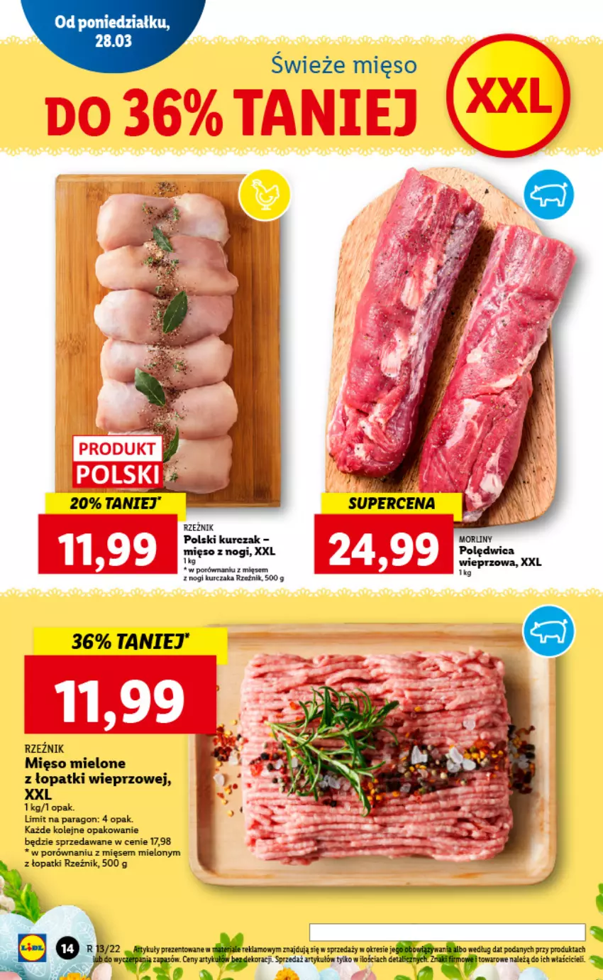 Gazetka promocyjna Lidl - GAZETKA - ważna 28.03 do 30.03.2022 - strona 14 - produkty: Kurczak, Mięso, Mięso mielone, Mięso mielone z łopatki wieprzowej, Olej, Por, Top