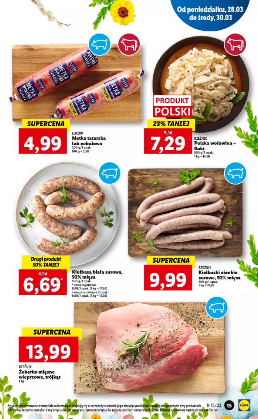 Gazetka promocyjna Lidl - GAZETKA - ważna 28.03 do 30.03.2022 - strona 15 - produkty: Kiełbasa, Kiełbasa biała, Metka tatarska